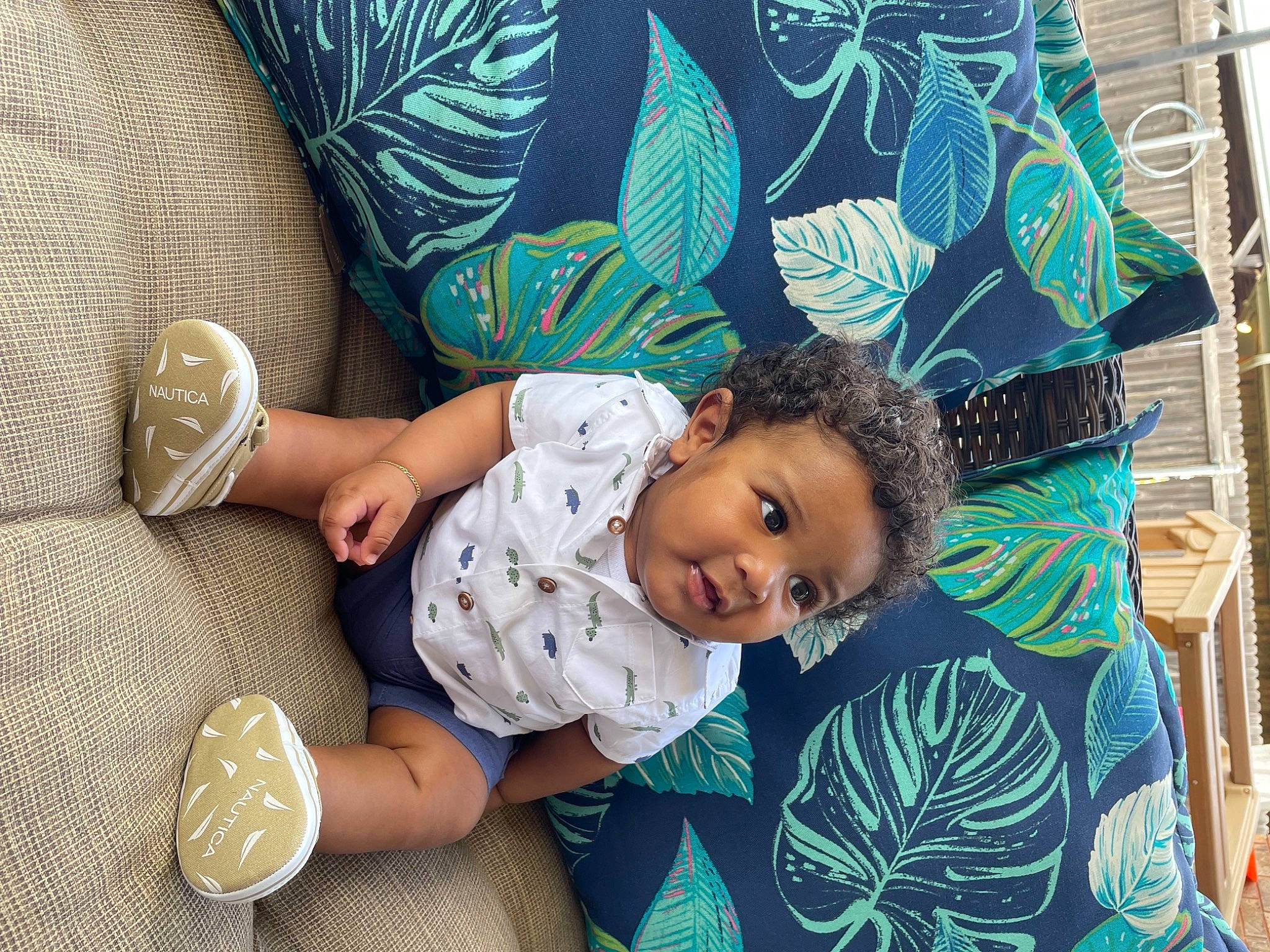 Alonzo joined the competition — help win amazing prizes! art, baby, baby_toddler_clothing, blue, child, citrus, fun, green, happy, key_lime, leisure, linens, pattern, person, plant, room, sitting, textile, toddler, tree