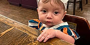 Arabella is registered to the contest to win money with this photo: architecture, baby, building, diningroom, diningtable, face, furniture, hardwood, head, indoors, interiordesign, person, photography, plywood, portrait, restaurant, room, sitting, table, wood