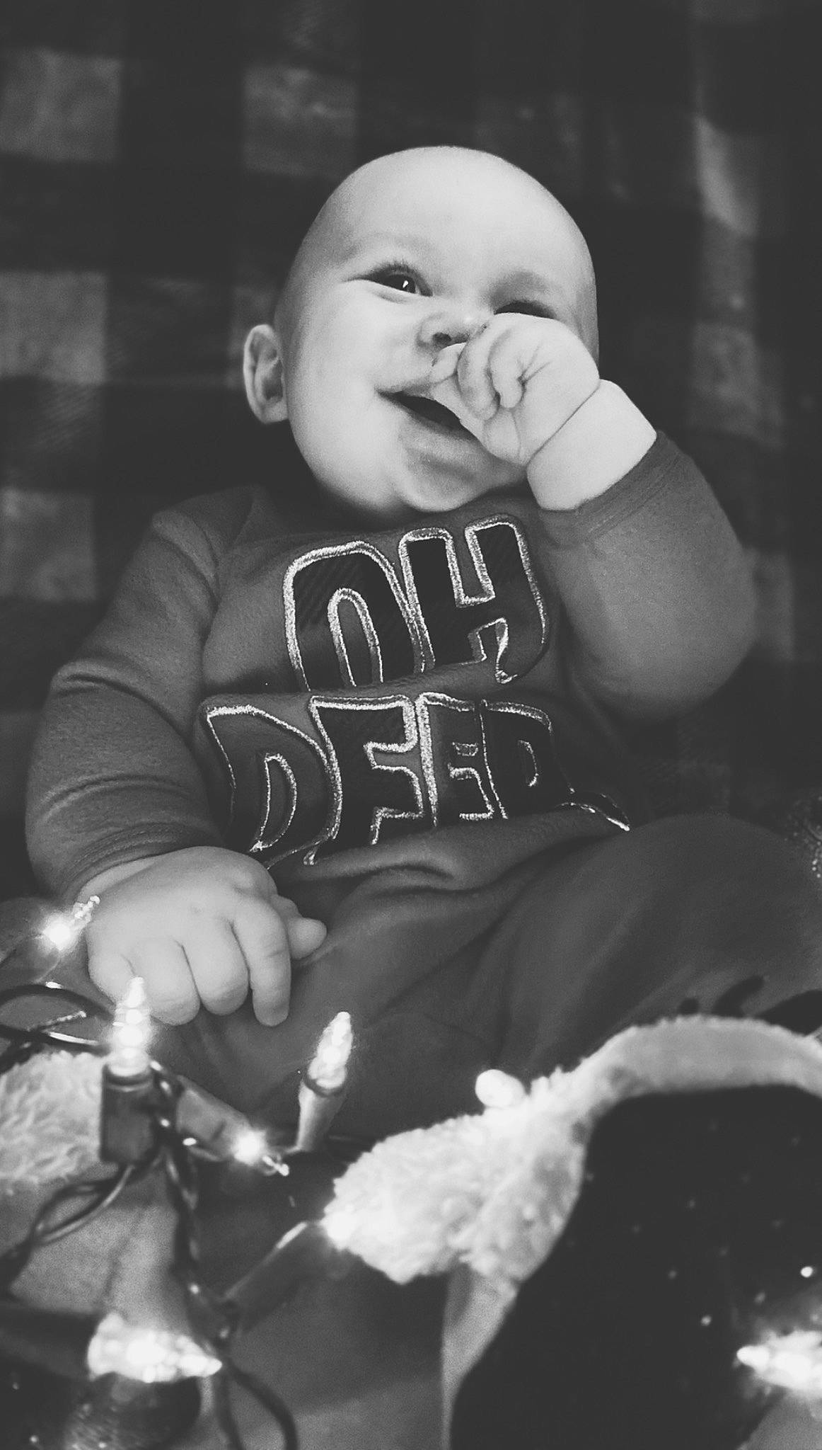 Grayson joined the competition — help win amazing prizes! baby, baby_laughing, baby_toddler_clothing, black_and_white, bracelet, child, facial_expression, finger, hand, laugh, lip, monochrome, monochrome_photography, nail, person, photo_caption, portrait, portrait_photography, stock_photography, toddler