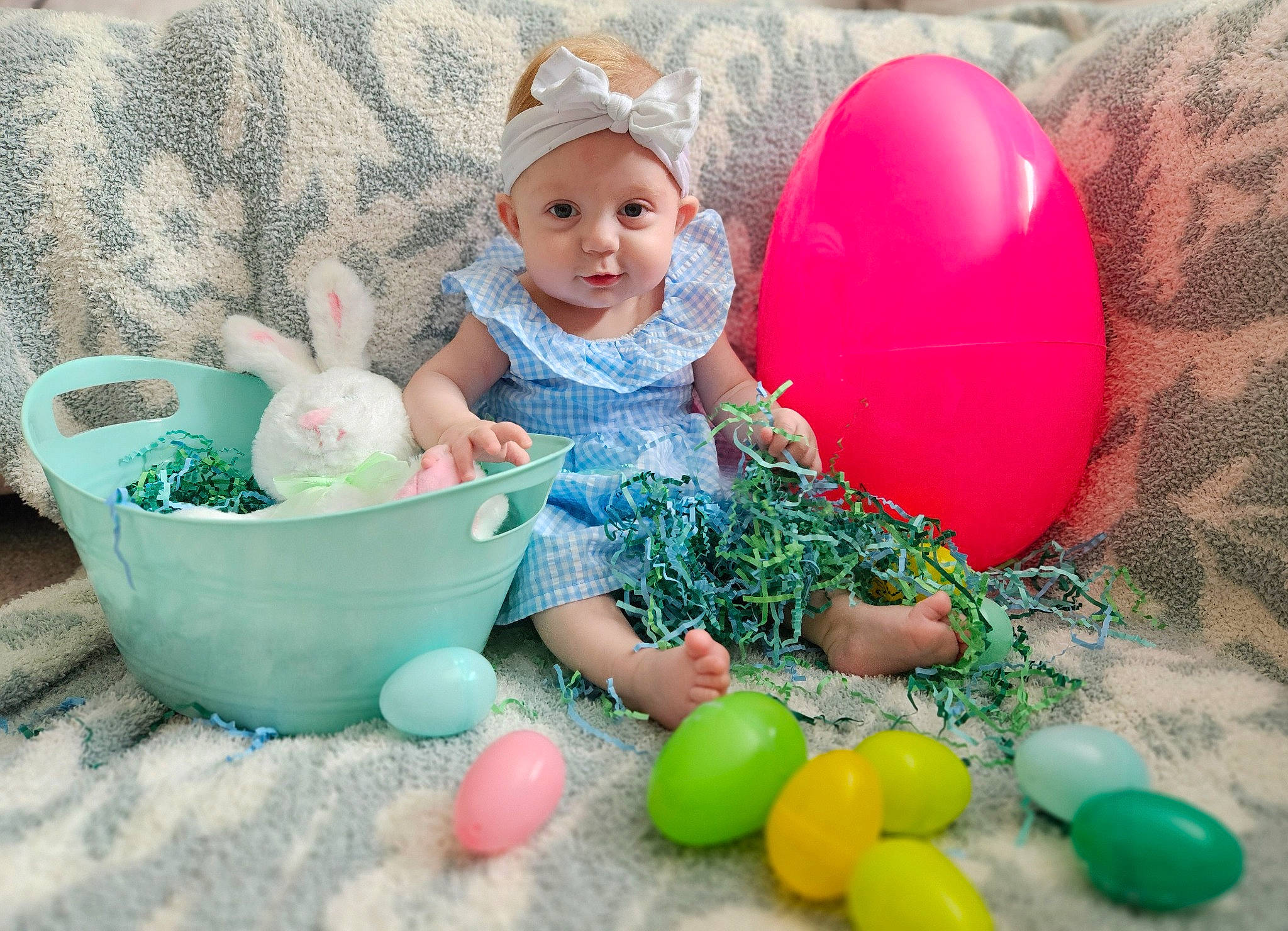 Kimber is registered to the contest to win money with this photo: aqua, baby, baby_toddler_clothing, balloon, child, easter, event, fashion_accessory, fun, grass, happy, headwear, holiday, leisure, party_supply, people, person, pink, play, recreation