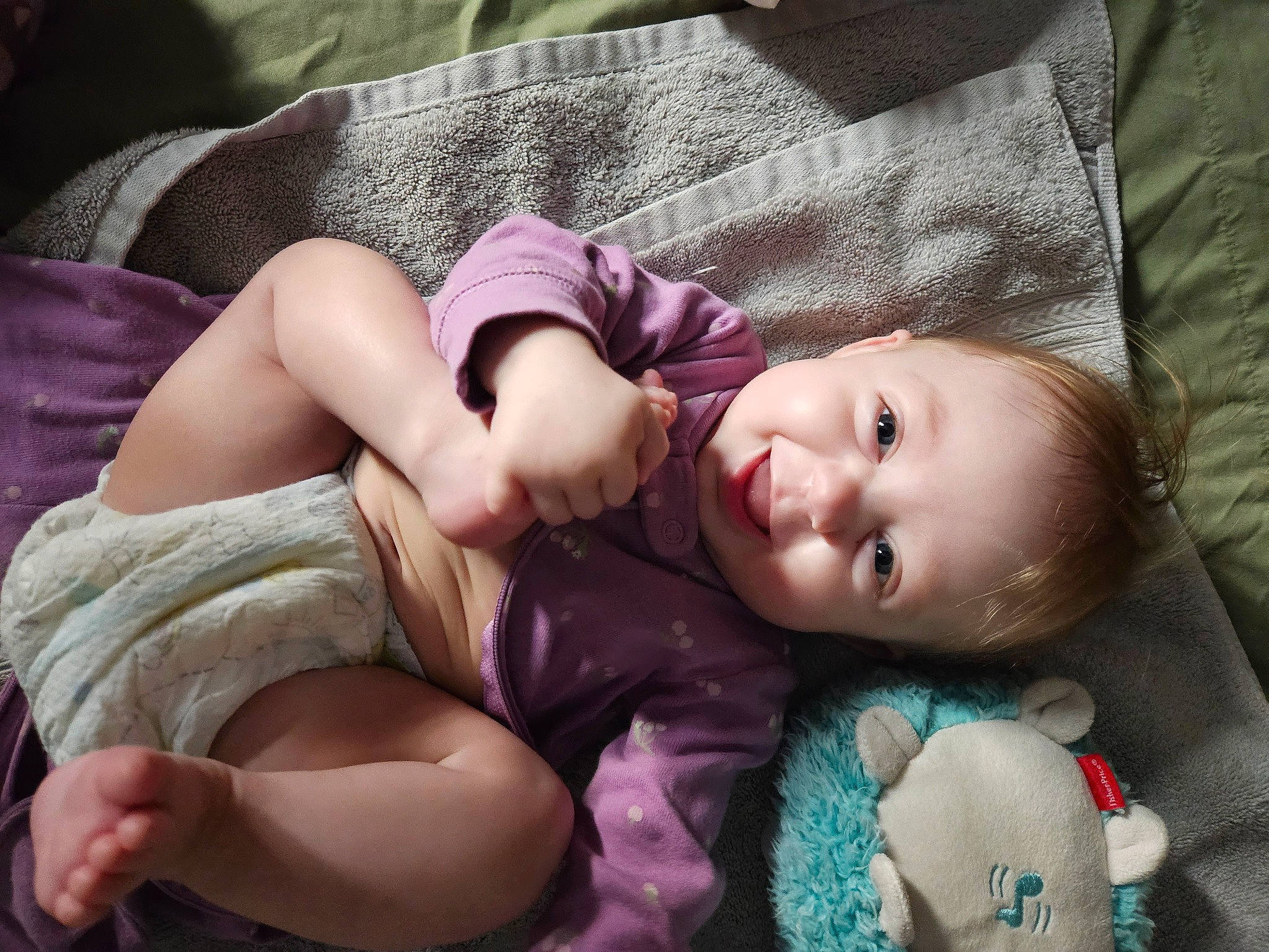 Kimber joined the competition — help win amazing prizes! baby, baby_toddler_clothing, cheek, child, comfort, eye, flash_photography, happy, head, human, lip, mammal, mouth, person, pink, purple, sitting, skin, smile, thigh