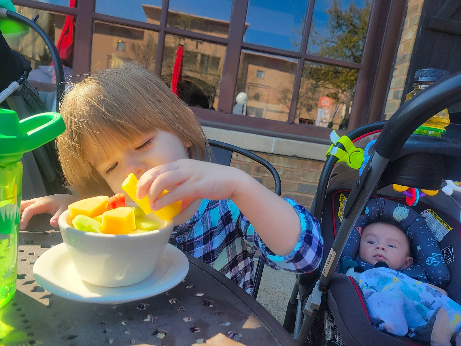 Leelah joined the competition — help win amazing prizes! baby, child, cuisine, drinkware, event, food, fun, green, ice_cream, ingredient, leisure, person, plate, recreation, sky, spoon, table, tableware, toddler, tree