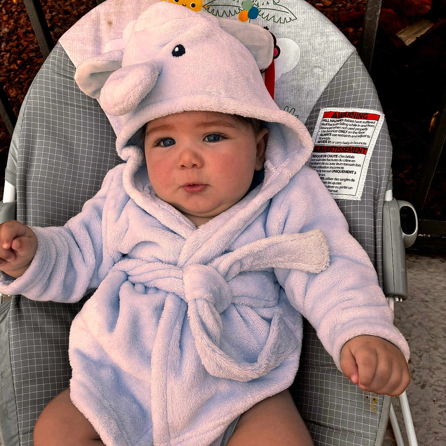 Leitan joined the competition — help win amazing prizes! baby, baby_chair, baby_gesture, baby_skin, child, chubby_cheeks, comfort, curious_expression, cute, elephant_hood, gray_pattern, hooded_clothing, infant, outdoor, plush_robe, seated, soft_fabric, sunshine_pattern, toy, warm_clothing