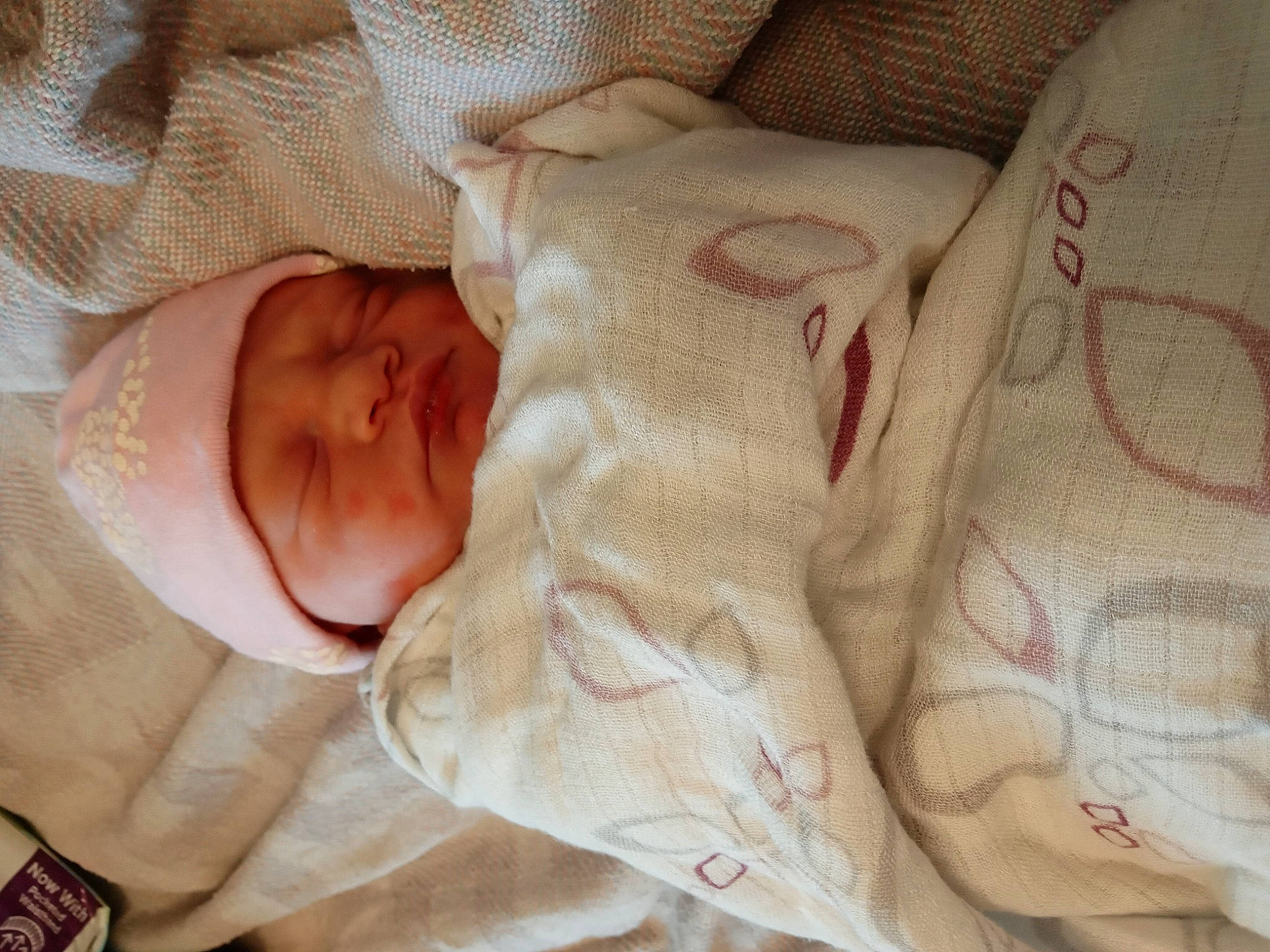 Annalise joined the competition — help win amazing prizes! baby, baby_products, baby_toddler_clothing, bedtime, carmine, cheek, child, comfort, finger, flesh, hand, linens, mammal, nap, pattern, person, room, skin, sleep, textile