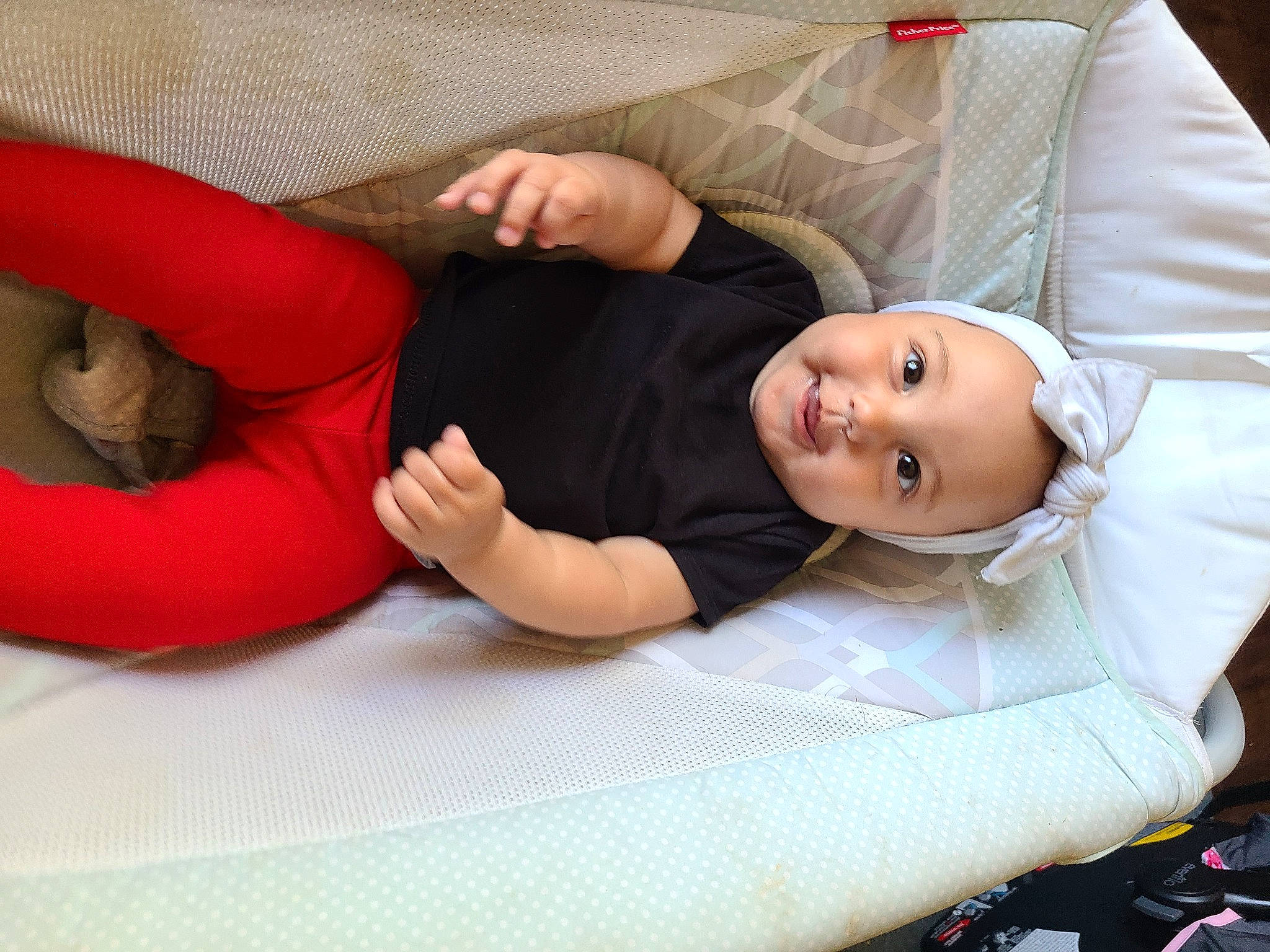 Adrianna joined the competition — help win amazing prizes! baby, baby_sleeping, baby_toddler_clothing, bean_bag, child, comfort, couch, elbow, flooring, human_body, human_leg, joint, joy, knee, lap, leg, linens, person, sitting, sock