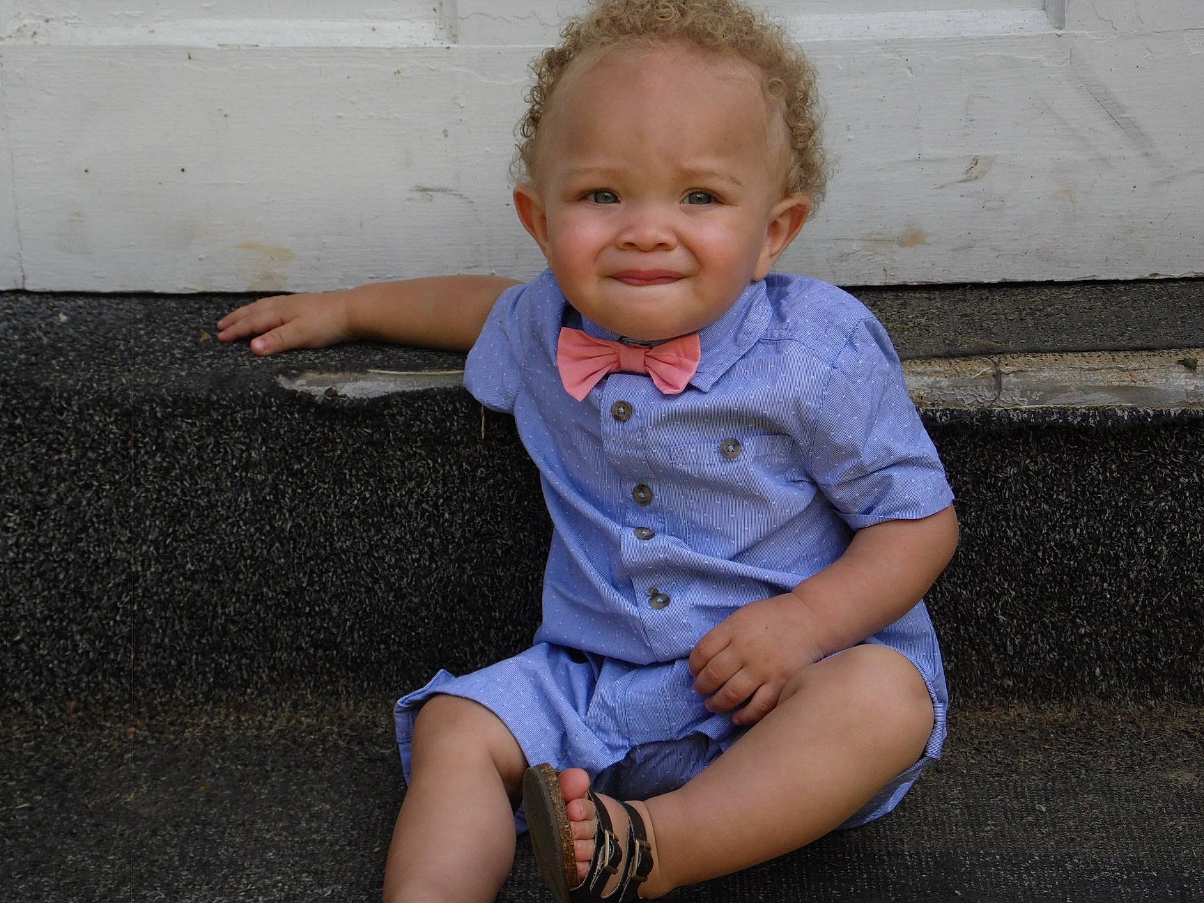 Laken is registered to the contest to win money with this photo: baby, baby_toddler_clothing, cheek, child, joy, leg, person, sitting, skin, smile, toddler