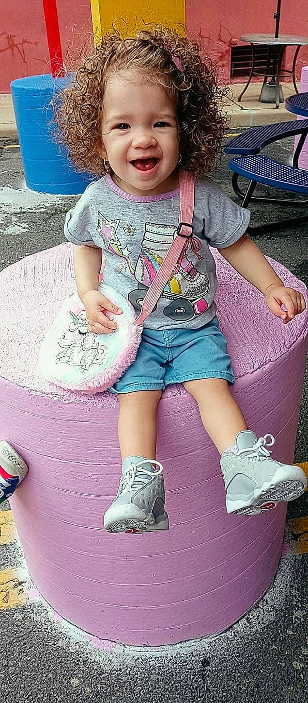 Leia joined the competition — help win amazing prizes! baby_toddler_clothing, blue, cool, fashion, green, happy, magenta, person, pink, product, purple, shoe, shorts, sleeve, smile, sneakers, sock, style, thigh, toddler