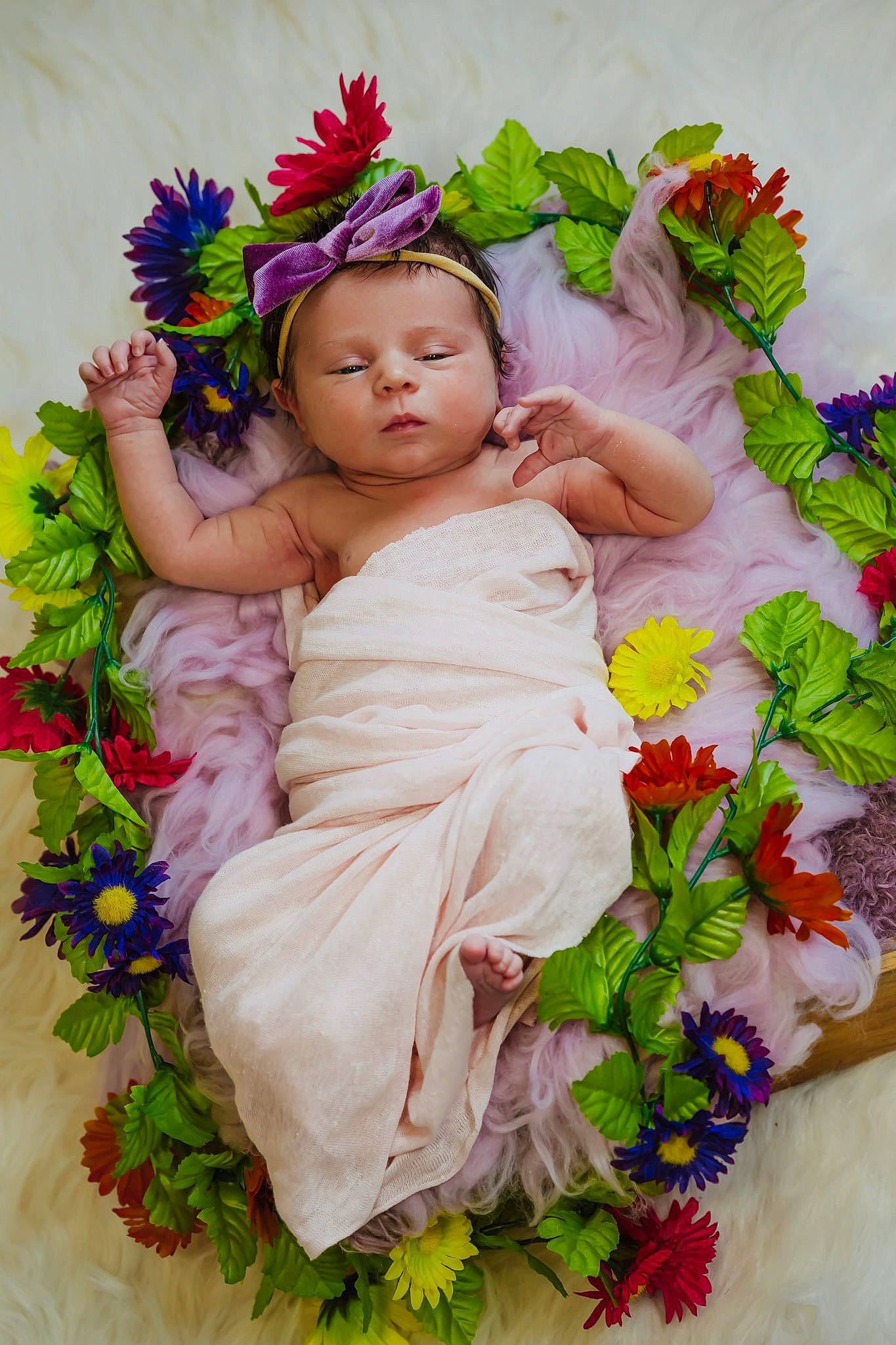 Jocelynn joined the competition — help win amazing prizes! art, botany, bouquet, child, cut_flowers, event, floral_design, flower, flower_arranging, flowering_plant, grass, happy, headpiece, lei, people_in_nature, person, petal, pink, plant, textile