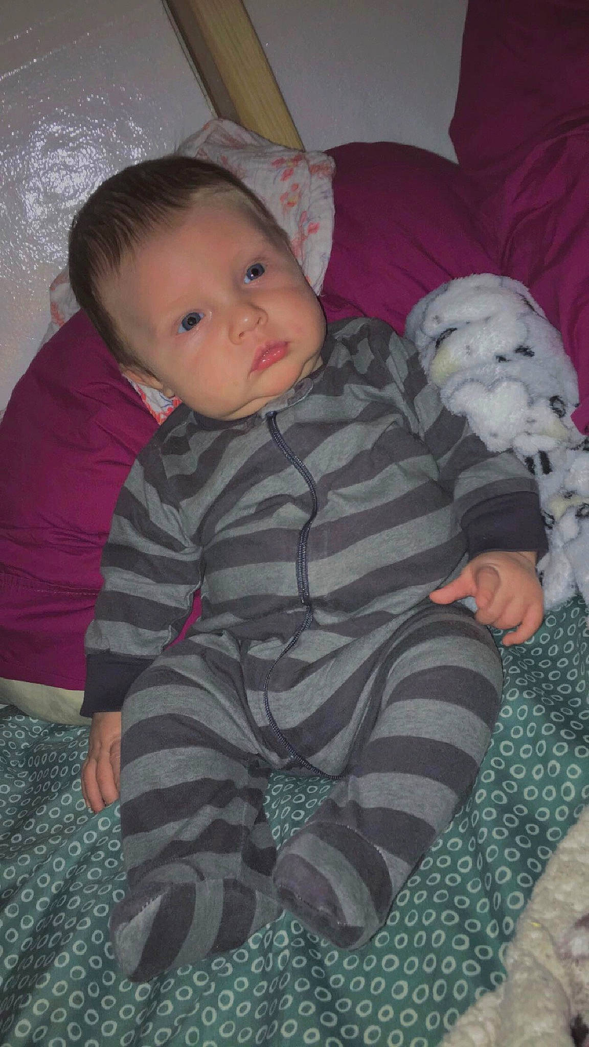Keegan joined the competition — help win amazing prizes! baby, baby_toddler_clothing, cheek, child, comfort, facial_expression, flooring, foot, fun, grass, head, lap, linens, pattern, person, room, sitting, skin, sleeve, toddler