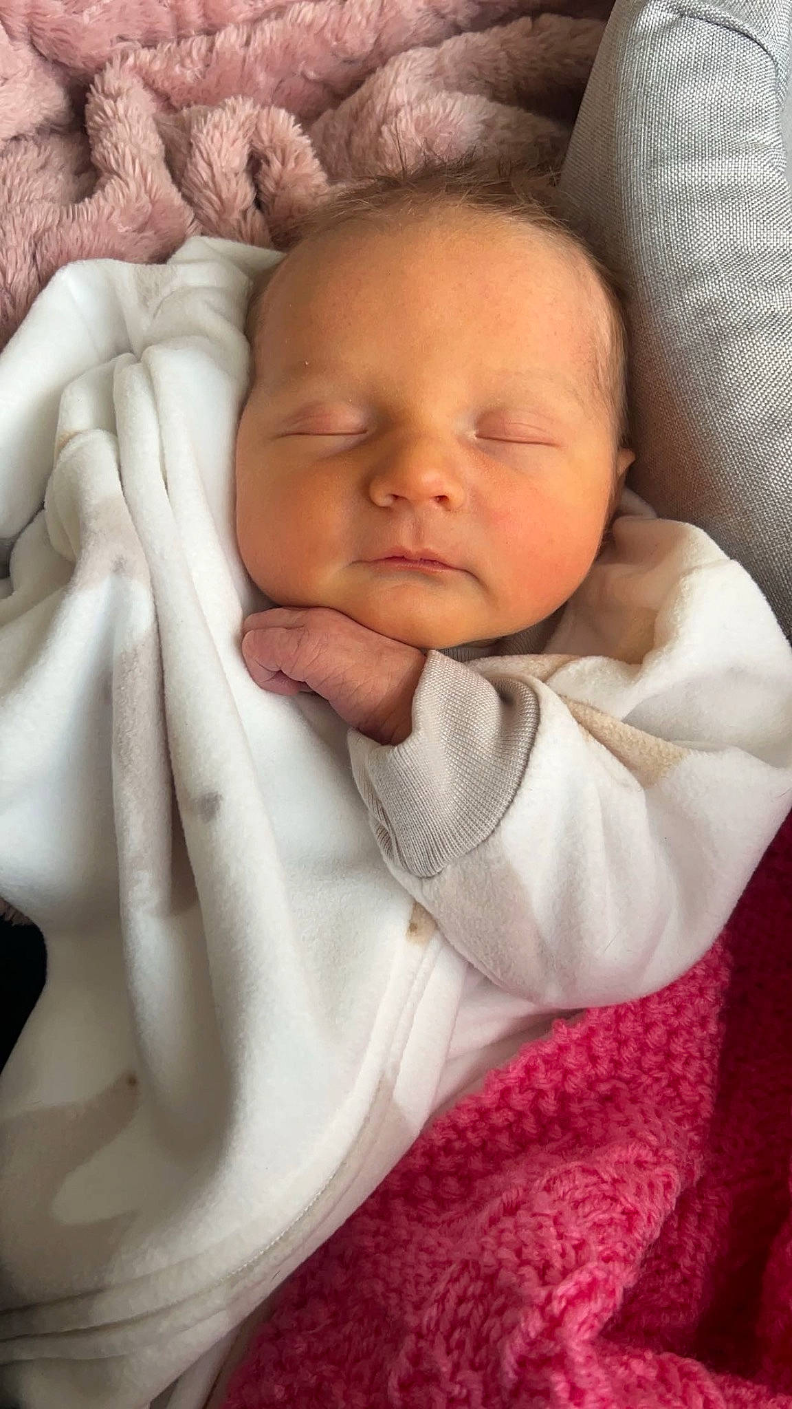 Lelynn is registered to the contest to win money with this photo: baby, baby_sleeping, baby_toddler_clothing, cheek, chin, comfort, eyebrow, eyelash, face, gesture, hand, head, lip, mouth, nose, person, pink, skin, sleeve, textile