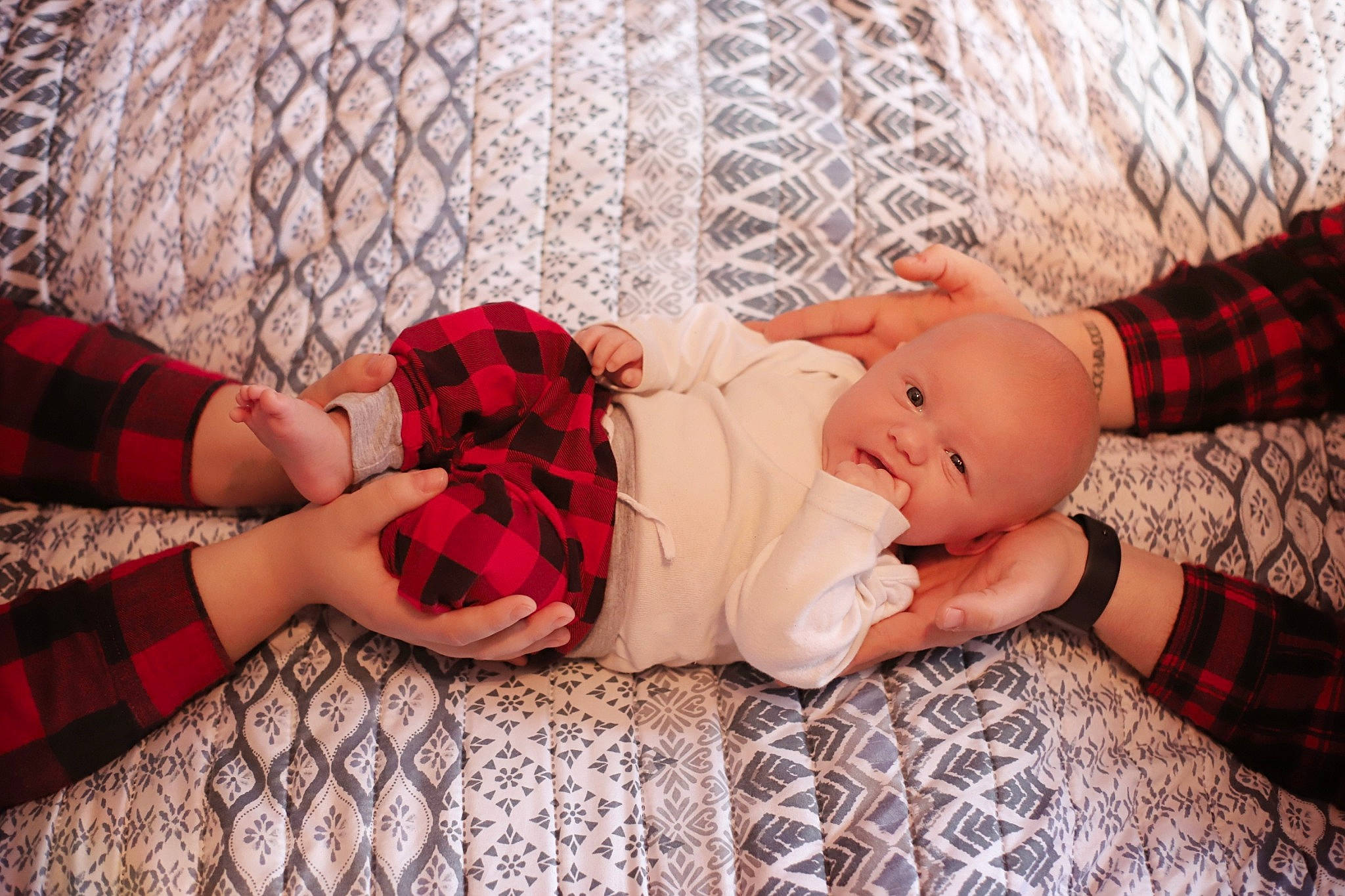 Oakley joined the competition — help win amazing prizes! arm, baby, baby_toddler_clothing, dress, eye, fawn, finger, grass, hand, happy, leg, orange, pattern, person, plaid, skin, tartan, textile, thigh, toddler