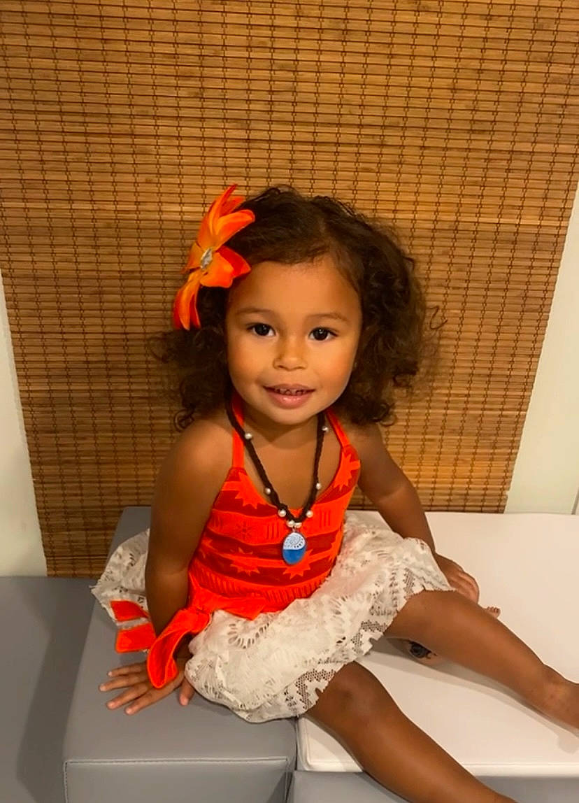 Alanna is registered to the contest to win money with this photo: abdomen, baby_toddler_clothing, black_hair, child, dress, event, eye, face, fashion_design, flash_photography, fun, happy, human, jewellery, joy, orange, person, skin, smile, thigh