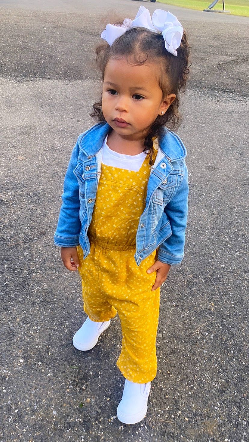 Alanna joined the competition — help win amazing prizes! asphalt, baby_toddler_clothing, child, costume, denim, electric_blue, eye, fashion_accessory, fun, grass, hairstyle, happy, pattern, person, road_surface, sleeve, soil, street_fashion, toddler, vacation