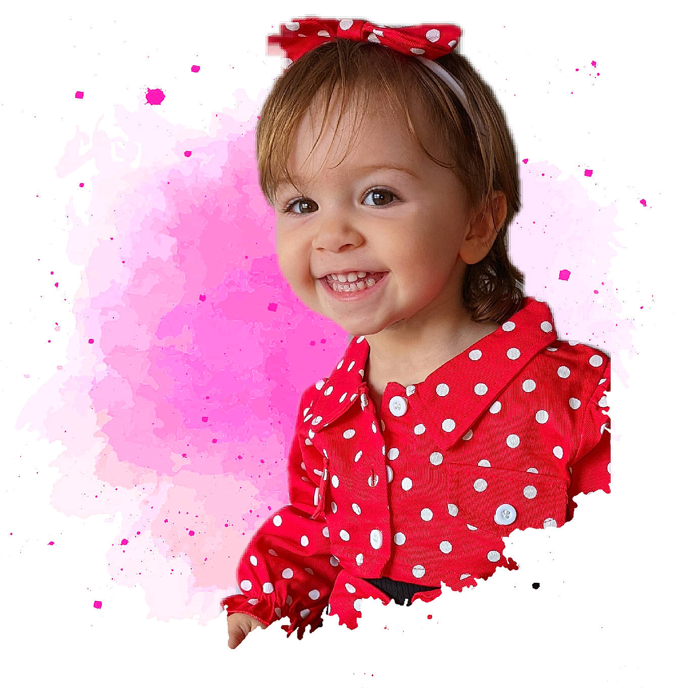 Enora participe au concours pour gagner de l'argent avec cette photo : baby_toddler_clothing, beauty, carmine, child, chin, circle, fashion_accessory, font, gesture, happy, joy, lip, magenta, pattern, peach, person, petal, picture_frame, pink, sleeve