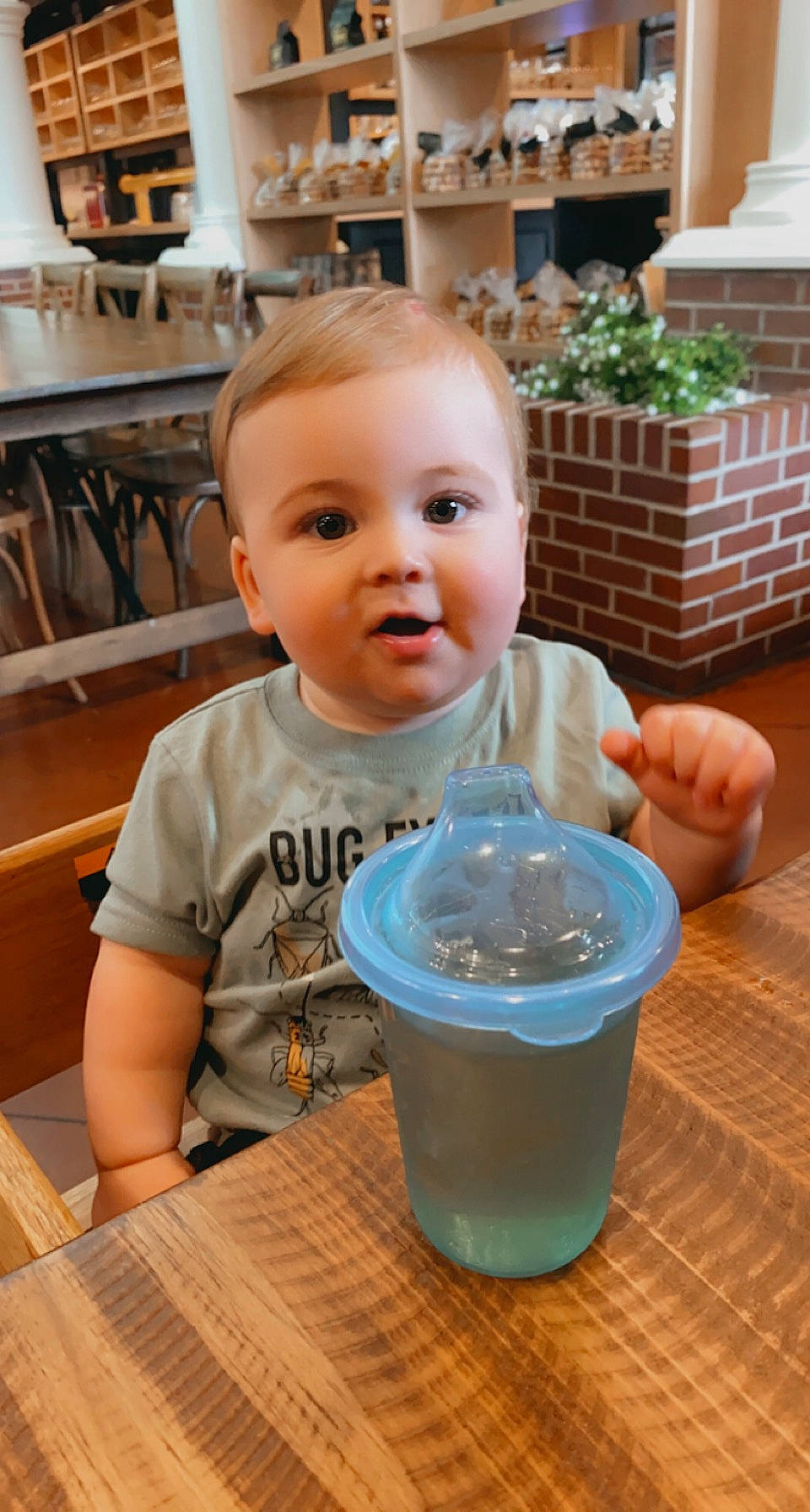 Crew joined the competition — help win amazing prizes! baby, child, drink, drinkware, electric_blue, flooring, fun, happy, houseplant, kitchen, person, plant, play, smile, standing, t_shirt, table, toddler, vacation, varnish