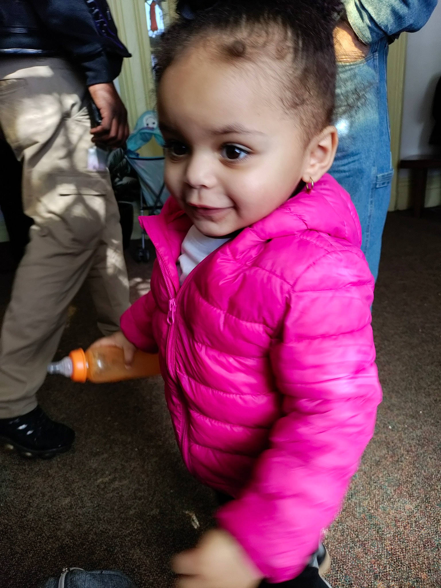 Aaniyah is registered to the contest to win money with this photo: baby, baby_toddler_clothing, child, event, fun, gesture, happy, head, iris, leisure, magenta, person, pink, purple, recreation, skin, sleeve, smile, snapshot, toddler