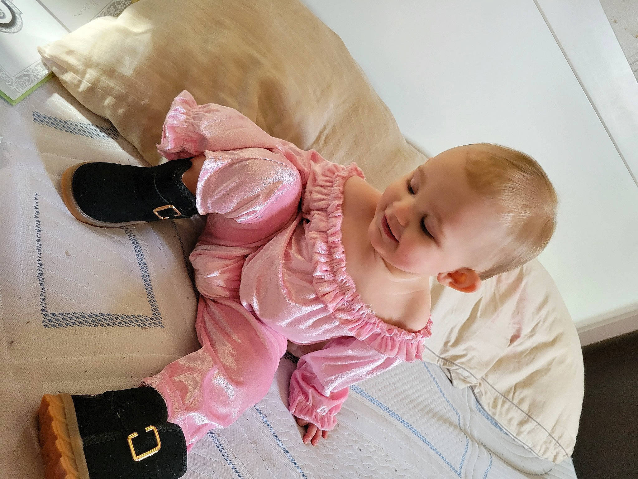 Hazel Grace joined the competition — help win amazing prizes! baby, baby_products, baby_toddler_clothing, bag, cheek, child, comfort, ear, eyelash, fashion_accessory, happy, jewellery, person, room, sitting, skin, sleeve, toddler