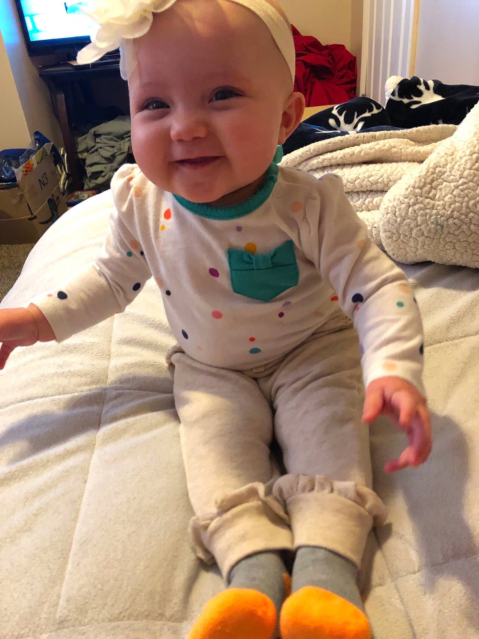 Adley joined the competition — help win amazing prizes! baby, baby_toddler_clothing, cheek, child, eye, head, nose, person, play, skin, sleeve, smile, toddler