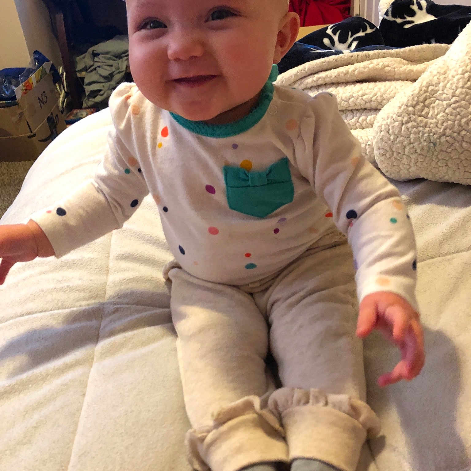 Adley joined the competition — help win amazing prizes! baby, baby_toddler_clothing, cheek, child, eye, head, nose, person, play, skin, sleeve, smile, toddler