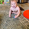 November joined the competition — help win amazing prizes! baby, crawling, indoor, carpet, toy, child, smiling, happy, floor, plastic_toy, hair_tie, basket, speaker, trash_can, wood_floor, colorful_blocks, play_area, person, cute, toddler