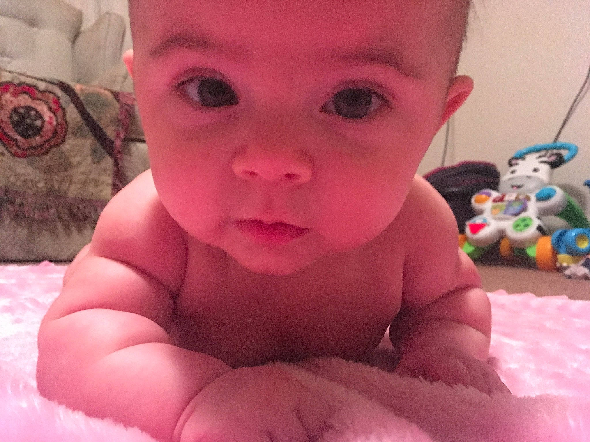 Brinlee joined the competition — help win amazing prizes! baby, baby_making_funny_faces, cheek, child, eye, eyebrow, face, facial_expression, forehead, fun, head, human, iris, lip, mouth, nose, person, pink, skin, toddler