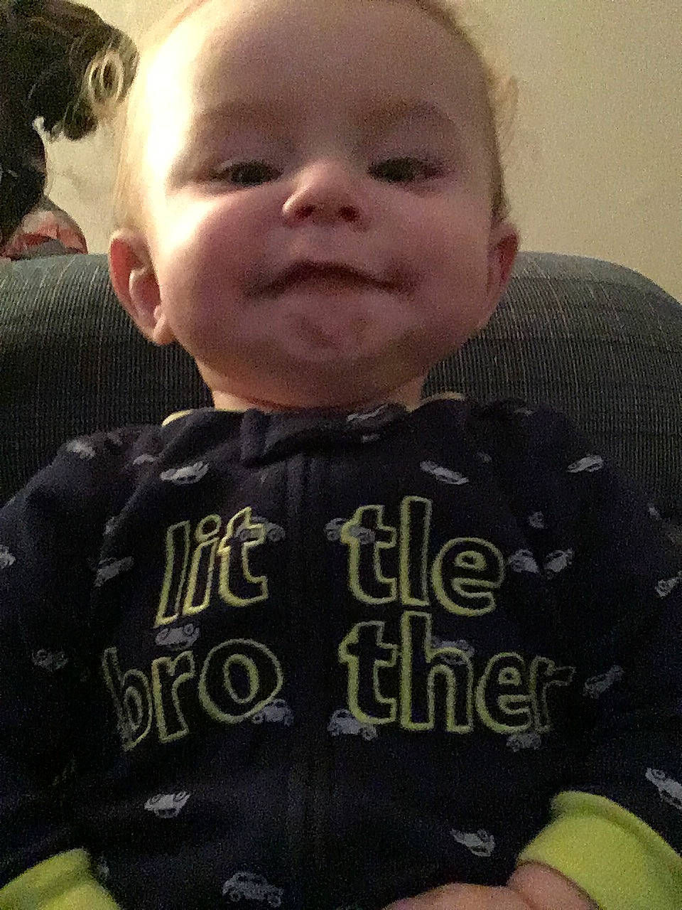 Rowan is registered to the contest to win money with this photo: baby, cheek, child, chin, cool, face, forehead, head, nose, person, photography, selfie, sleeve, smile, t_shirt, toddler