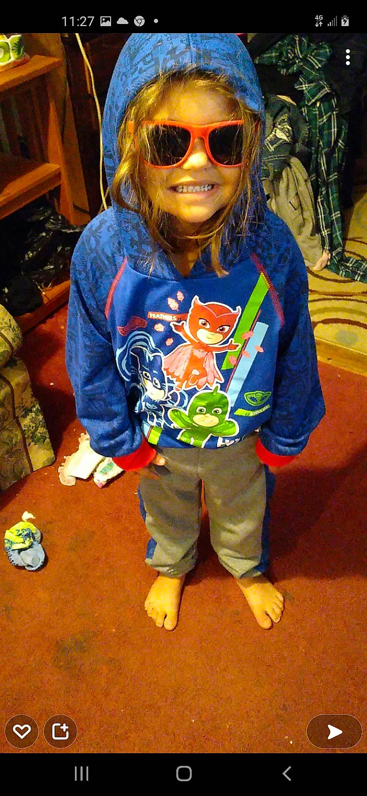 Kenleigh joined the competition — help win amazing prizes! baby_toddler_clothing, child, clothing, cool, eyewear, fun, glasses, goggles, happy, joy, orange, outerwear, people, person, shoe, sleeve, smile, sportswear, street_fashion, sunglasses