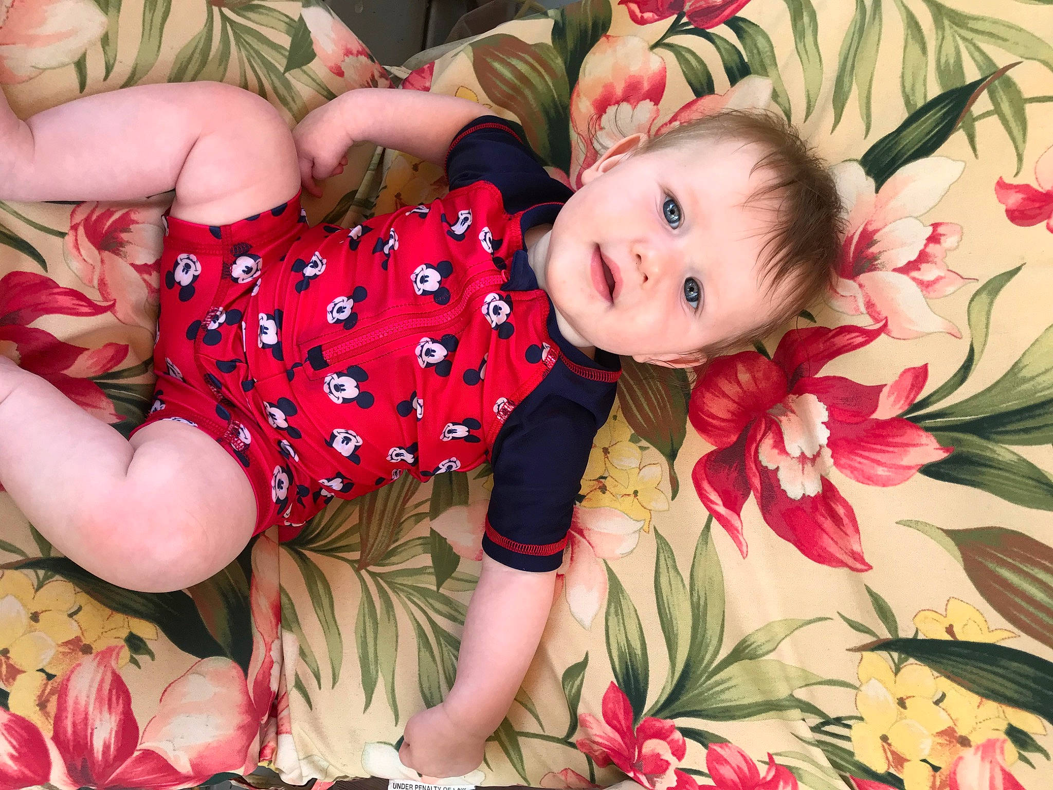 Westley joined the competition — help win amazing prizes! baby, cheek, child, design, face, flower, hand, happy, head, leg, mouth, pattern, person, pink, plant, product, skin, smile, spring, textile