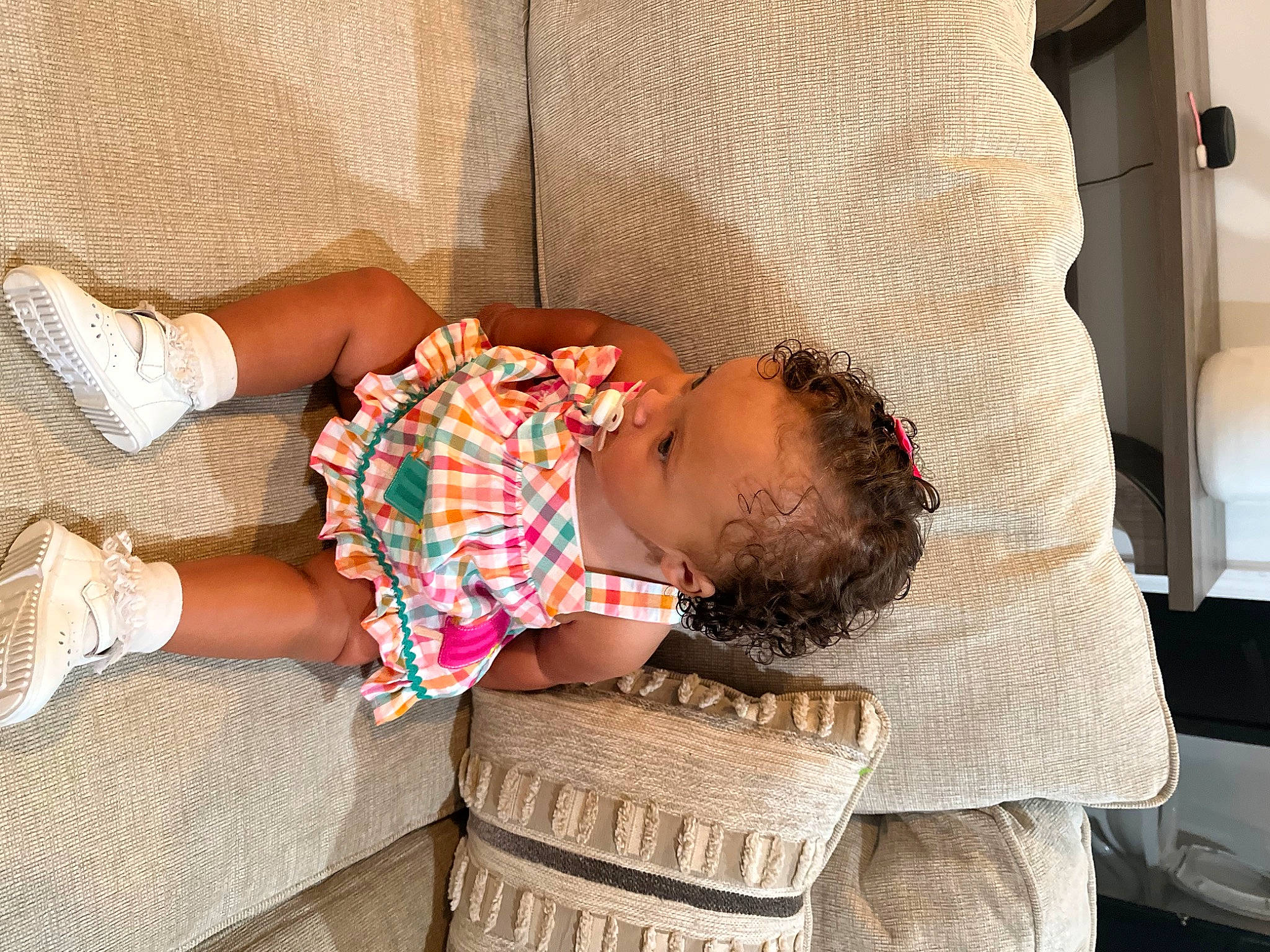 Julia joined the competition — help win amazing prizes! baby, baby_products, baby_sleeping, baby_toddler_clothing, child, comfort, flooring, foot, glasses, human_leg, knee, linens, pattern, person, room, shorts, sitting, sock, sunglasses, thigh