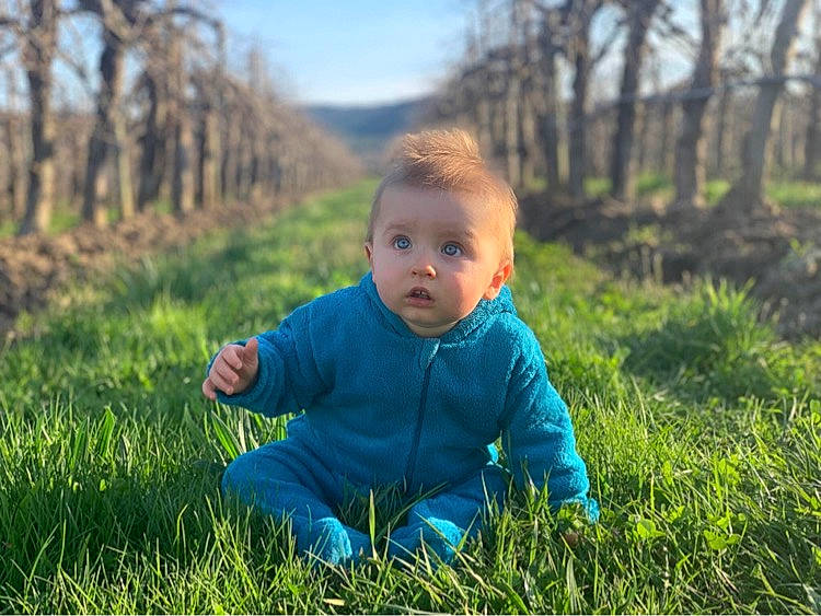 Lino participe au concours pour gagner de l'argent avec cette photo : baby, baby_toddler_clothing, electric_blue, field, fun, grass, grassland, happy, landscape, lawn, leisure, meadow, natural_landscape, people_in_nature, person, plant, prairie, sky, surprise, toddler