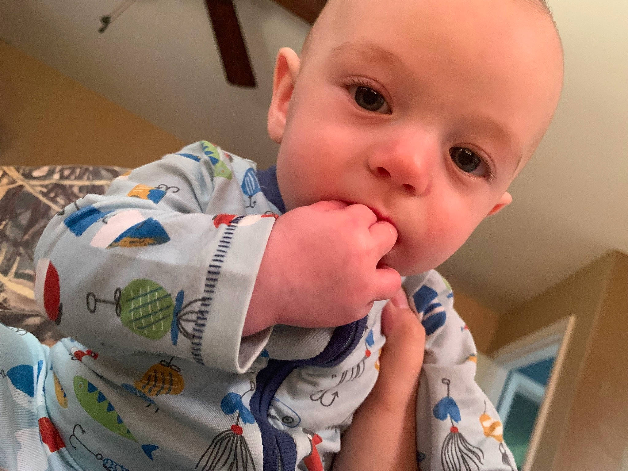 Brantley joined the competition — help win amazing prizes! arm, baby, baby_grabbing_for_something, baby_products, baby_toddler_clothing, cheek, child, eyelash, finger, gesture, happy, head, mouth, nail, nose, person, room, skin, sleeve, thumb