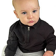 Caden joined the competition — help win amazing prizes! baby, barefoot, black_sweater, blue_eyes, casual_clothing, child, close_up, cross_legged, cute, expression, feet, gray_pants, hands, indoor, infant, isolated_background, portrait, sitting, studio_light, young_child