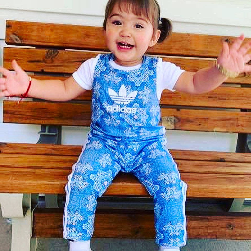 Abbigail is registered to the contest to win money with this photo: baby, baby_toddler_clothing, blue, child, child_model, clothing, joy, overall, pajamas, person, sleeve, toddler, trousers