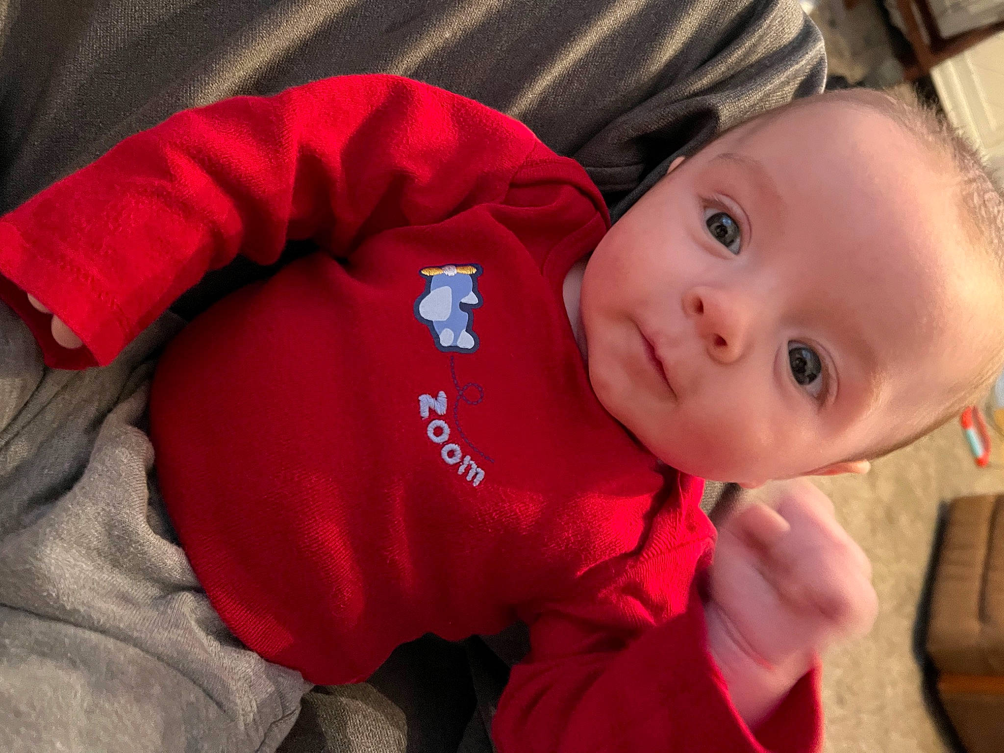 Cooper joined the competition — help win amazing prizes! baby, baby_toddler_clothing, carmine, cheek, child, comfort, happy, lip, mouth, nose, person, sitting, skin, sleeve, smile, toddler, wood