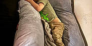 Carlisle joined the competition — help win amazing prizes! child, toddler, sleeping, bed, blanket, pillow, cushion, clothing, green_shirt, pants, indoor, resting, nap, cute, cozy, person, home, comfort, soft, peaceful