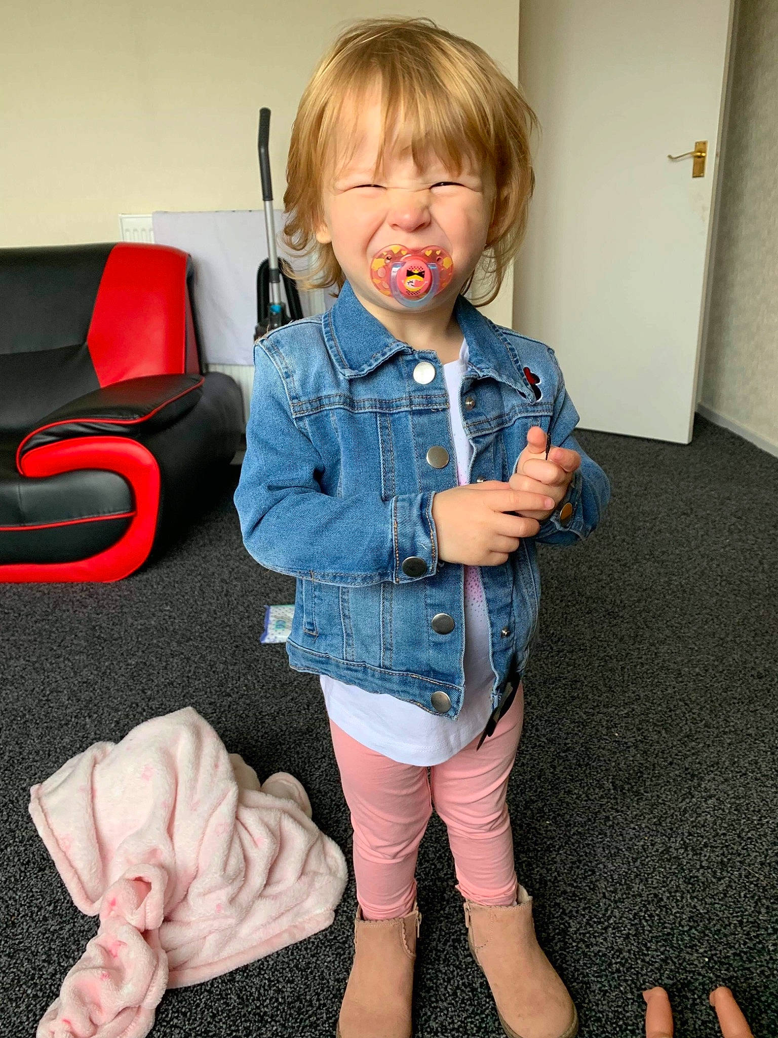 Aria-rose joined the competition — help win amazing prizes! arm, blond, cheek, child, child_model, denim, finger, footwear, jeans, joint, leg, person, play, shoe, shoulder, sitting, smile, standing, textile, thumb