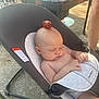 Atillia is registered to the contest to win money with this photo: baby, infant, sleeping, crawfish, outdoor, baby_rocker, seat, cute, peaceful, animal, head, nature, sunlight, person, summer, relaxation, funny, small_animal, child, resting