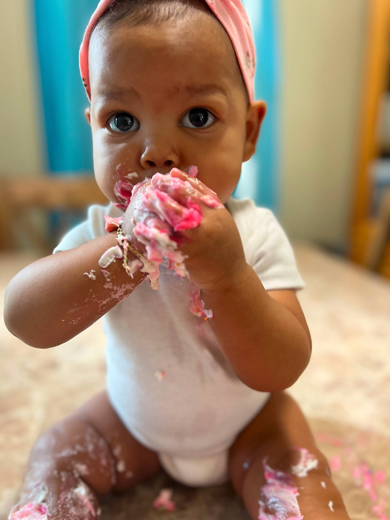 Harmony joined the competition — help win amazing prizes! baby, baby_toddler_clothing, child, comfort_food, eating, event, face, finger, flesh, food_craving, fun, happy, nail, person, photography, snapshot, sweetness, throat, thumb, toddler