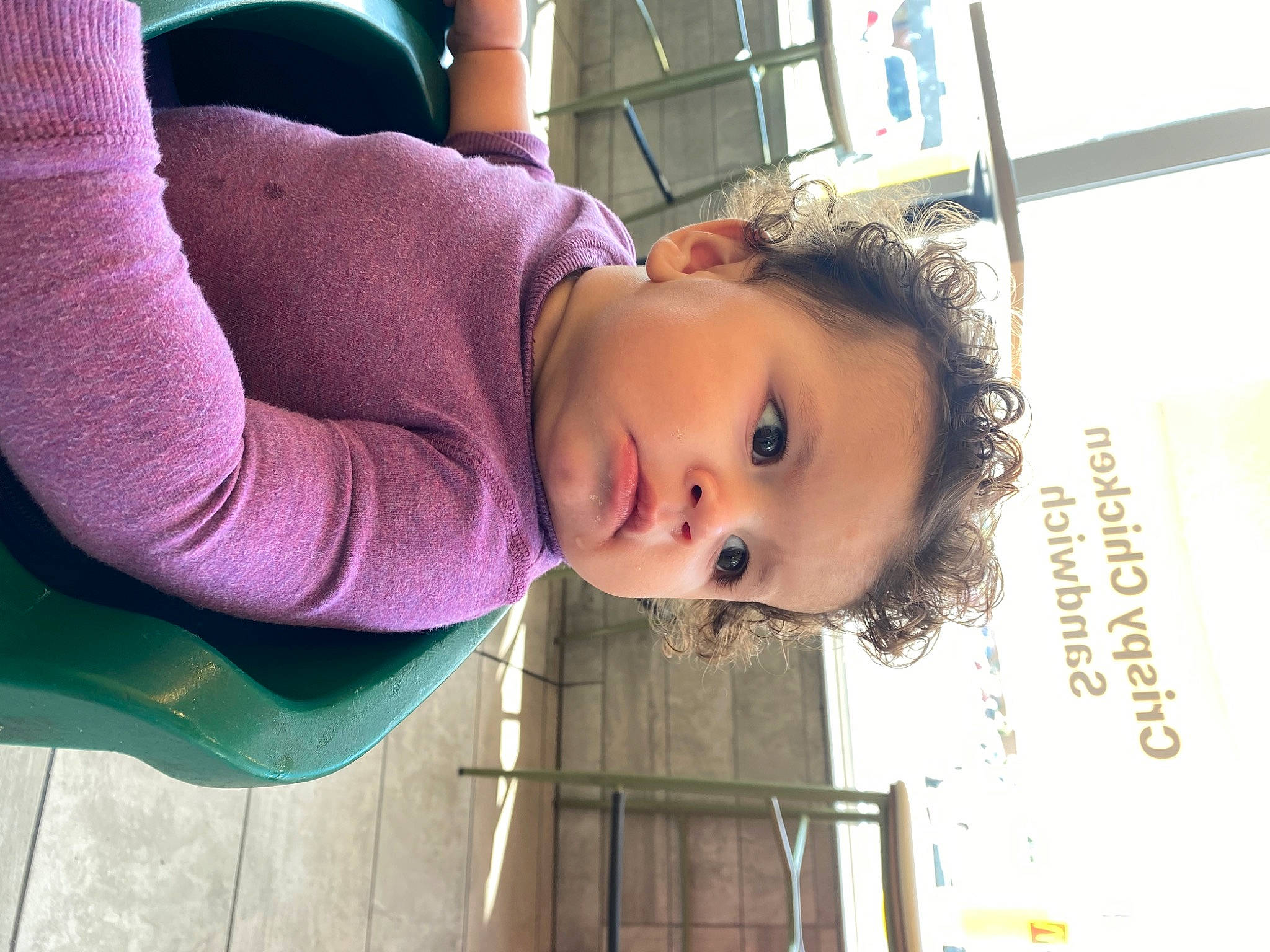 Stormie is registered to the contest to win money with this photo: cheek, child, chin, comfort, fun, happy, human_leg, knee, leisure, lip, magenta, mouth, nose, person, play, sitting, skin, sleeve, t_shirt, toddler