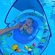 Cory joined the competition — help win amazing prizes! baby, infant, pool, water, inflatable, float, toy, hand, swimming, child, blue, canopy, summer, outdoor, fun, cute, chewing, support, safety, play