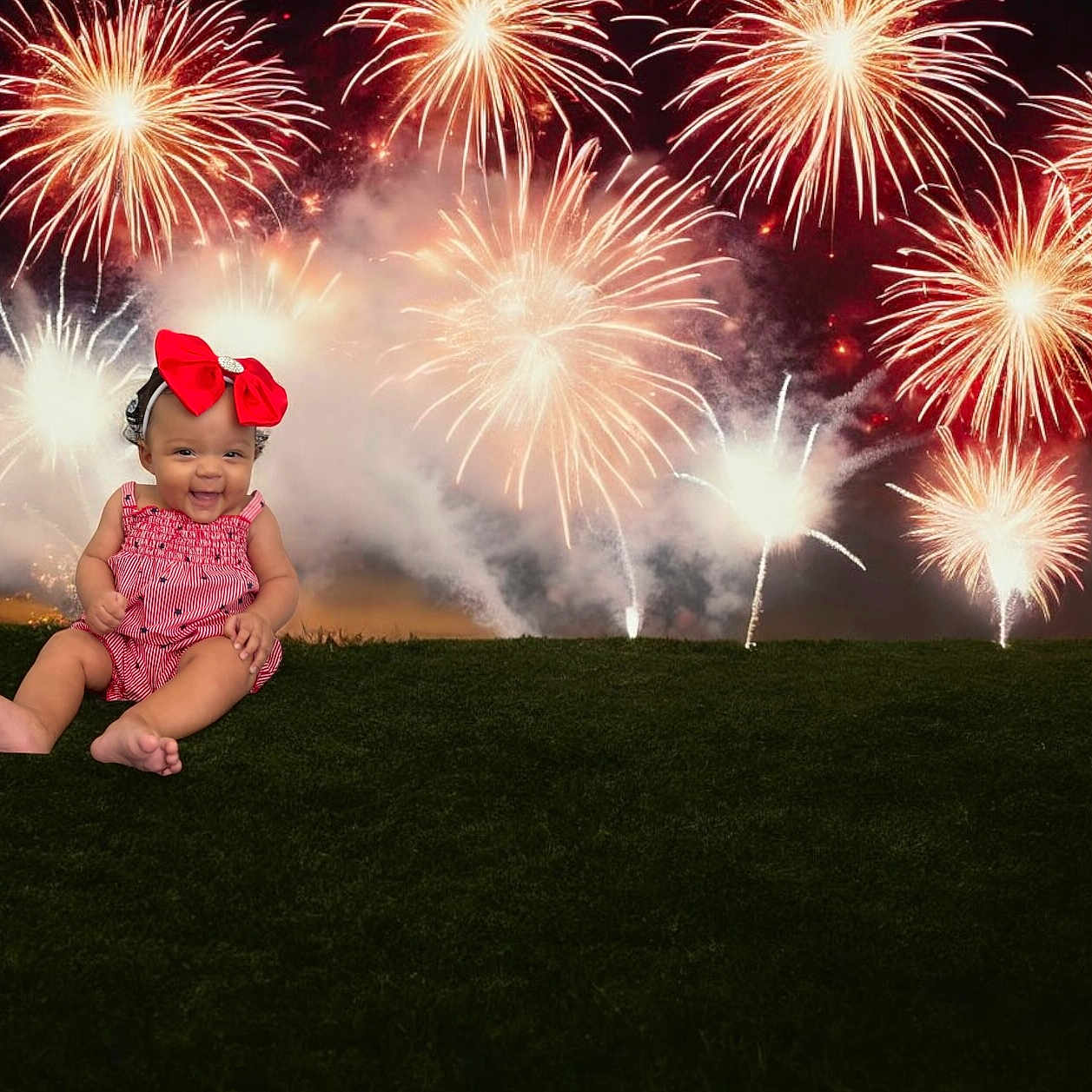Xevyn joined the competition — help win amazing prizes! baby, clothing, costume, dress, face, field, fireworks, grass, hat, head, lawn, lighting, nature, night, outdoors, park, person, photography, plant, portrait