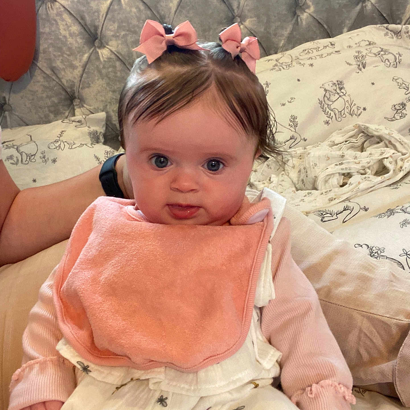 Lottie joined the competition — help win amazing prizes! baby, bed, bedroom, blanket, clothing, couch, cushion, face, furniture, hair, head, homedecor, indoors, person, photography, pillow, portrait, quilt, room, sitting