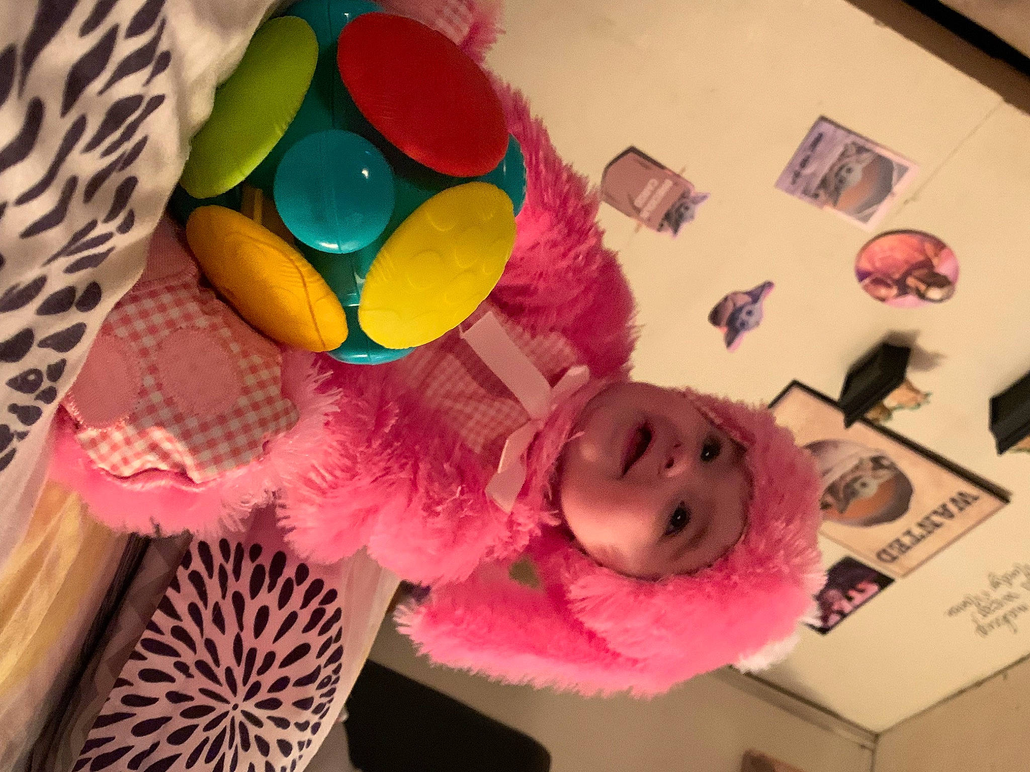 Rosalyn is registered to the contest to win money with this photo: art, baby_toys, circle, fun, happy, headwear, magenta, natural_material, paint, party_supply, pattern, person, picture_frame, pink, plush, room, smile, stuffed_toy, sweetness, toy