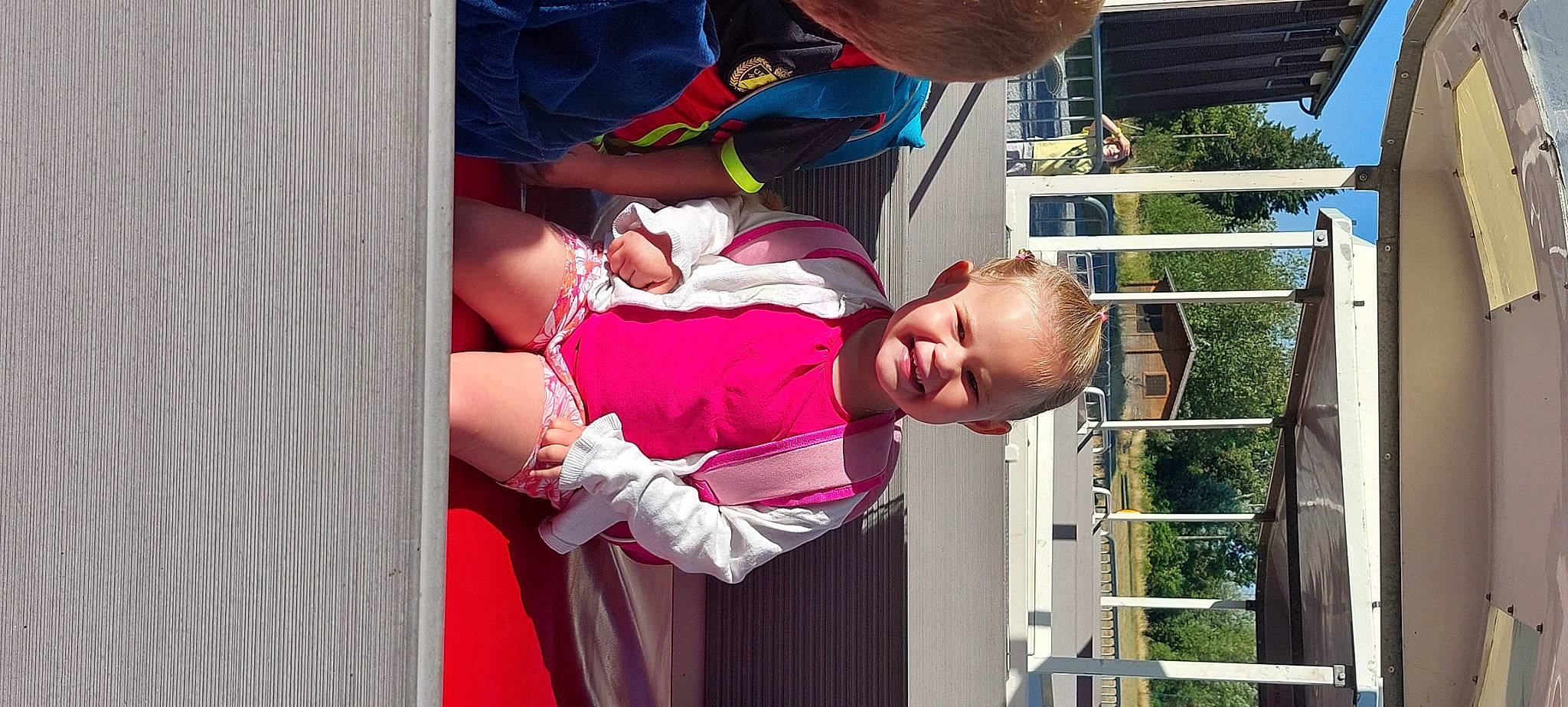 Alycia participe au concours pour gagner de l'argent avec cette photo : baby, child, event, fun, happy, hat, joy, leisure, magenta, person, pink, plant, purple, recreation, red, smile, toddler, tree, vacation