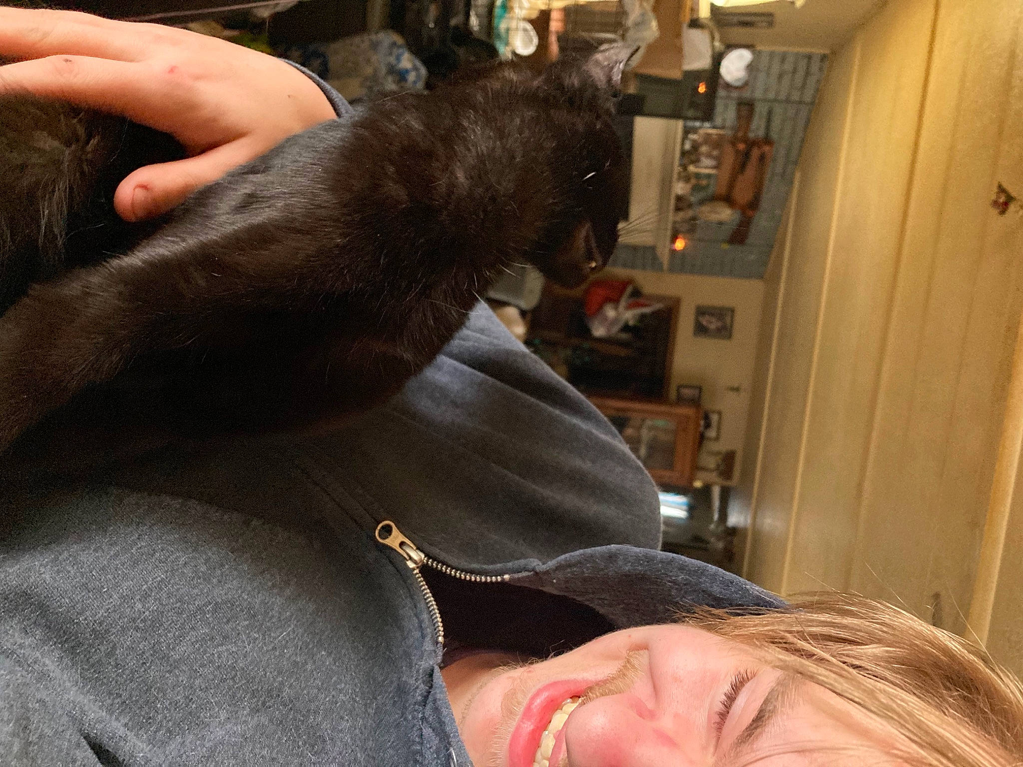 Slick joined the competition — help win amazing prizes! arm, carnivore, comfort, ear, elbow, eyelash, felidae, finger, gesture, hand, jaw, joint, nail, selfie, shoulder, skin, small_to_medium_sized_cats, whiskers, wrinkle, wrist