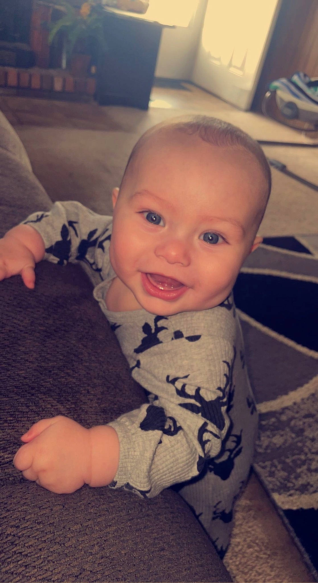 Demetrius joined the competition — help win amazing prizes! baby_toddler_clothing, cheek, chin, cloud, comfort, cool, eye, floor, flooring, happy, head, human_body, iris, mammal, mouth, nose, person, skin, sleeve, smile