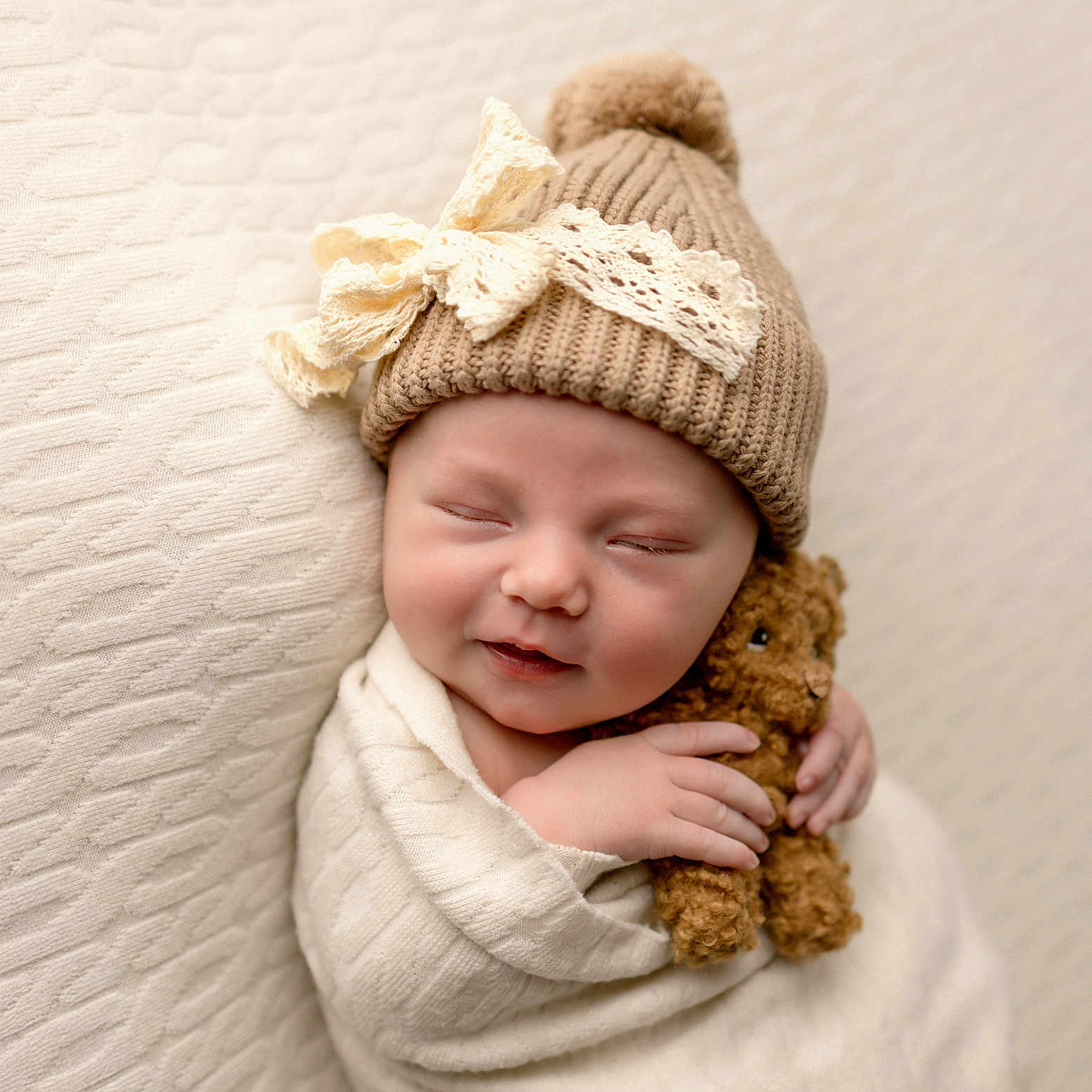 Naevee joined the competition — help win amazing prizes! adorable, baby, blanket, child, cozy, cream_color, cute, hand, hat, infant, knitted_hat, lace_bow, newborn, peaceful, portrait, sleeping, smile, soft_texture, teddy_bear, wrapped