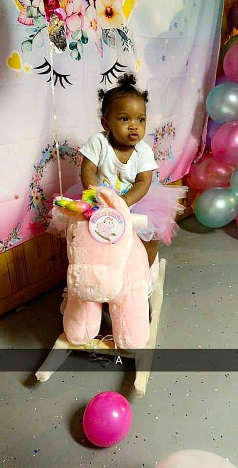 Justice joined the competition — help win amazing prizes! balloon, child, party, party_supply, person, pink, play, smile, toddler