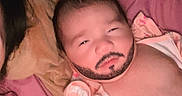 Aleena joined the competition — help win amazing prizes! baby, infant, beard, digital_edit, blanket, unicorn, bed, pillow, face, facial_hair, humor, lying_down, person, child, cute, indoors, sleepwear, pink, closeup, skin
