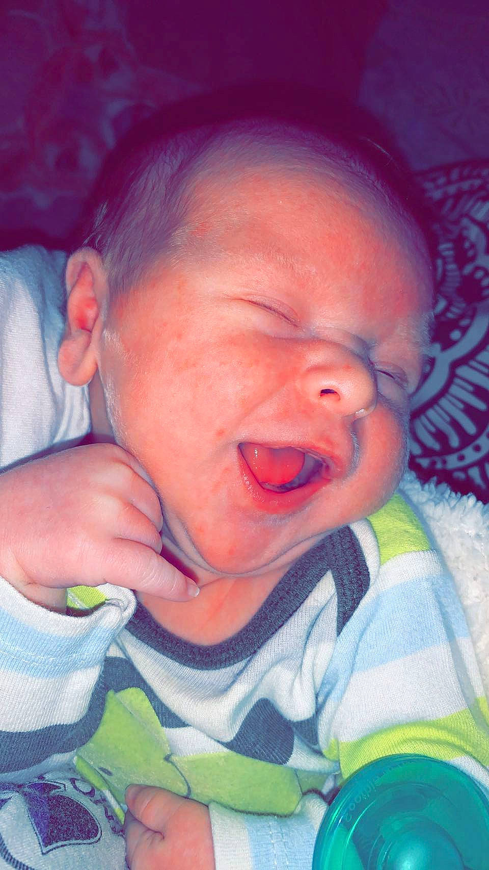 Brantley joined the competition — help win amazing prizes! baby, baby_toddler_clothing, cheek, chin, comfort, ear, eye, eyebrow, finger, forehead, gesture, happy, head, human, iris, lip, mouth, nose, person, skin